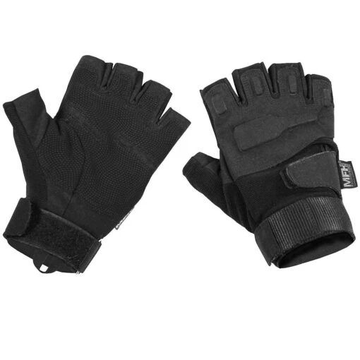 MFH Protect Tactical Fingerless Gloves Black -Outdoor Series Store 15553A mfh protect fingerless tactical gloves 01