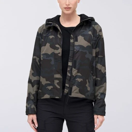 Brandit Ladies Windbreaker Front Zip Dark Camo -Outdoor Series Store 33113 4Brandit LadiesWindbreakerFrontZipDarkCamo 1