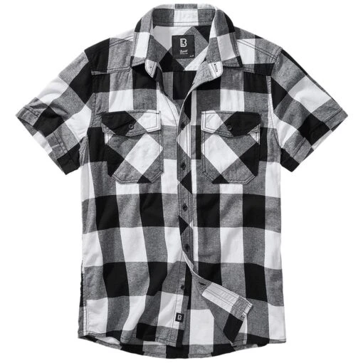 Brandit Half Sleeve Check Shirt White/Black -Outdoor Series Store 4032 46 Brandit Half Sleeve Check Shirt WhiteBlack 01