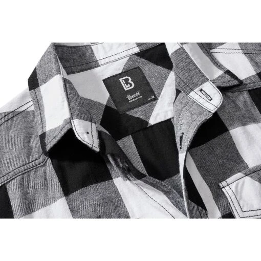 Brandit Half Sleeve Check Shirt White/Black -Outdoor Series Store 4032 46 Brandit Half Sleeve Check Shirt WhiteBlack 04