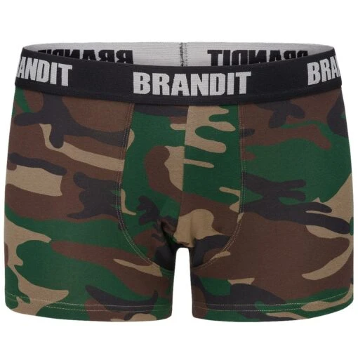 Brandit Boxer Shorts Logo 2 Pack Woodland / Black -Outdoor Series Store