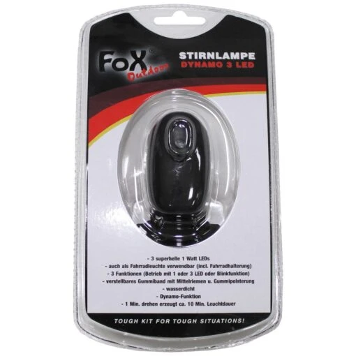 Fox Outdoor Dynamo Head Lamp 3 LED Black -Outdoor Series Store Fox Outdoor Dynamo Head Lamp 3 LED