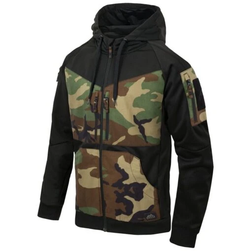 Helikon Rogue Hoodie Full Zip Black / US Woodland -Outdoor Series Store Helikon Rogue Hoodie Full Zip Black US Woodland 1 2