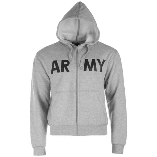 Mil-Tec US Army Gym Jacket Grey -Outdoor Series Store Mil Tec US Army Gym Hoodie Jacket Grey 01 2