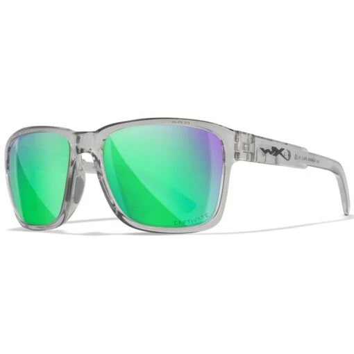 Wiley X WX Trek Glasses - Captivate Polarized Green Mirror Lenses / Gloss Crystal Light Grey Frame -Outdoor Series Store Wiley X WX Trek