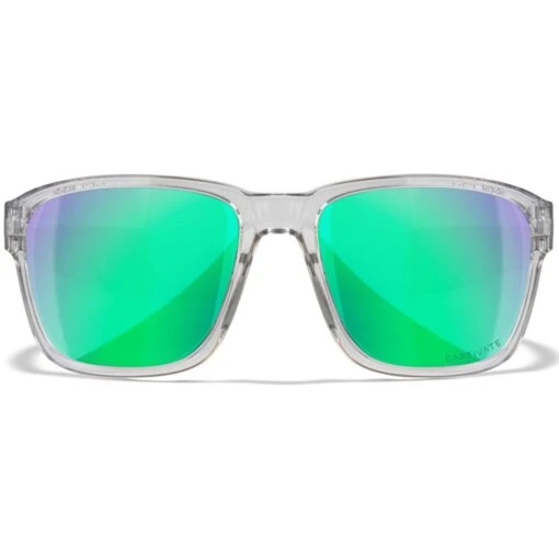 Wiley X WX Trek Glasses - Captivate Polarized Green Mirror Lenses / Gloss Crystal Light Grey Frame -Outdoor Series Store Wiley X WX Trek